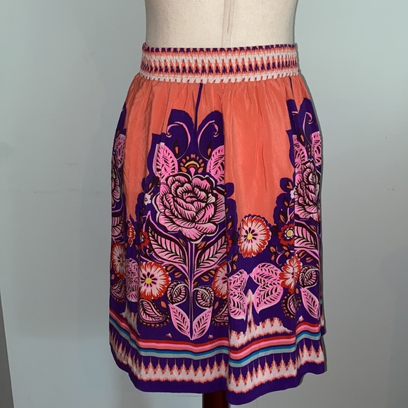Edme & Esyllte Anthro Phosphorescence Silk Coral Pink Purple Paisley Skirt - 6 - Picture 6 of 12